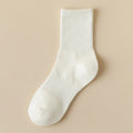 Meias masculinas retro cor sólida café branco cáqui bege respirável meias de algodão casual esporte na moda moda tubo médio meia longa