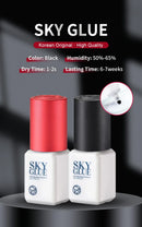 1 garrafa de cola sky para extensões de cílios 5ml original sky s + preto vermelho azul tampa cola de cílios postiços céu td fornecedor de cola transparente