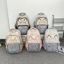 Kawaii mochila feminina doce rosa japonês dos desenhos animados gato ita saco moda grande capacidade casual versátil mochilas para senhoras
