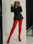Trendix novas meias vermelhas mulheres bodycon super elástico ver através de renda meia-calça outono sexy magro elegante borgonha collants inverno