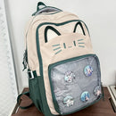 Kawaii mochila feminina doce rosa japonês dos desenhos animados gato ita saco moda grande capacidade casual versátil mochilas para senhoras