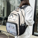 Kawaii mochila feminina doce rosa japonês dos desenhos animados gato ita saco moda grande capacidade casual versátil mochilas para senhoras