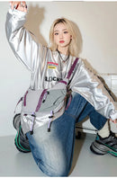 Bolsa de ombro multifuncional ajustável, à prova d'água, cor contrastante, feminina, moda coreana, leve, bolsa crossbody