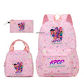 Conjunto de mochila com estampa KPop Demon Hunter com lancheira e bolsa de lápis, mochila externa leve e respirável de grande capacidade