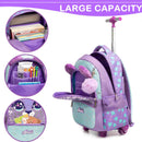 Mochila rolante para meninas crianças mochila com rodas mochila para estudantes do ensino fundamental carry on bagagem bookbag com rolo