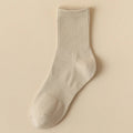 Meias masculinas retro cor sólida café branco cáqui bege respirável meias de algodão casual esporte na moda moda tubo médio meia longa