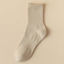 Meias masculinas retro cor sólida café branco cáqui bege respirável meias de algodão casual esporte na moda moda tubo médio meia longa