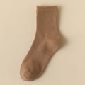 Meias masculinas retro cor sólida café branco cáqui bege respirável meias de algodão casual esporte na moda moda tubo médio meia longa