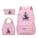 Conjunto de mochila com estampa KPop Demon Hunter com lancheira e bolsa de lápis, mochila externa leve e respirável de grande capacidade