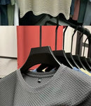 Verão masculino em torno do pescoço manga curta camiseta M-5XL oversize rugas resistente respirável textura superior tecido versátil t
