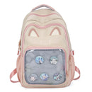 Kawaii mochila feminina doce rosa japonês dos desenhos animados gato ita saco moda grande capacidade casual versátil mochilas para senhoras