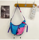 Bolsa de ombro multifuncional ajustável, à prova d'água, cor contrastante, feminina, moda coreana, leve, bolsa crossbody