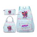 Conjunto de mochila com estampa KPop Demon Hunter com lancheira e bolsa de lápis, mochila externa leve e respirável de grande capacidade