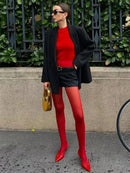 Trendix novas meias vermelhas mulheres bodycon super elástico ver através de renda meia-calça outono sexy magro elegante borgonha collants inverno