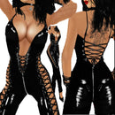 Body erótico sexy de látex com virilha aberta, body para mulheres, sexo, crotchless, costas nuas, exposição de peito, lingerie de couro sexi