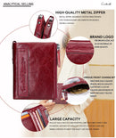 Contact's moda couro genuíno carteira feminina bifold titular do cartão moeda bolsa pequena bolsa feminina clipe de dinheiro masculino bolso carteiras