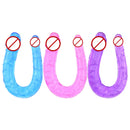 1pc rosa u forma geléia macia vibradores duplos vagina artificial brinquedos sexuais loja para casal feminino gay masturbadores lésbicos anal plug
