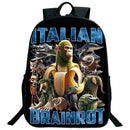 Engraçado italiano brainrot impresso mochila para meninos meninas cappuccino assassino mochila crianças bookbag italiano brainrot sacos