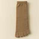 Unisex velo grosso cinco dedo meias, meias quentes toe, tubo médio, inverno, homens, mulheres, 3 pares