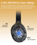 QCY-H3 ANC Auscultadores sem fios, Bluetooth 5.4, Hi-Res Audio, Over Ear Headset, híbrido Active Cancelamento de Ruído, Auscultadores, 60H, 43dB
