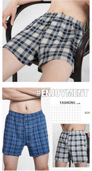 Cueca boxer masculina de algodão puro, roupa íntima, cintura alta, cuecas grandes, casual, xadrez, plus size, calças aro, pijama em casa, M-3XL