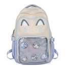 Kawaii mochila feminina doce rosa japonês dos desenhos animados gato ita saco moda grande capacidade casual versátil mochilas para senhoras