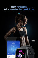 Relógio inteligente controle de música calorias distância rastreador de fitness mensagem lembrar masculino smartwatch feminino relógios pulseira relógio alarme y68