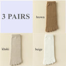 Unisex velo grosso cinco dedo meias, meias quentes toe, tubo médio, inverno, homens, mulheres, 3 pares