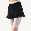 Calções de motociclista de malha feminina cintura elástica ver através da rede ciclismo estiramento meia meia-calça preto vermelho branco
