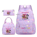 Conjunto de mochila com estampa KPop Demon Hunter com lancheira e bolsa de lápis, mochila externa leve e respirável de grande capacidade