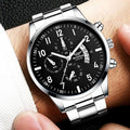1pc relógio de luxo masculino moda calendário de negócios relógio de cinto de aço masculino natal presente do dia dos namorados