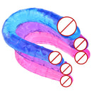 1pc rosa u forma geléia macia vibradores duplos vagina artificial brinquedos sexuais loja para casal feminino gay masturbadores lésbicos anal plug