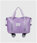 Bagagem expansível com roda universal, grande capacidade, separação seca e molhada, armazenamento, viagem, fitness, bagagem leve