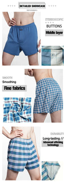 Cueca boxer masculina de algodão puro, roupa íntima, cintura alta, cuecas grandes, casual, xadrez, plus size, calças aro, pijama em casa, M-3XL