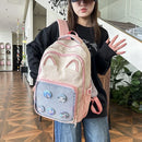 Kawaii mochila feminina doce rosa japonês dos desenhos animados gato ita saco moda grande capacidade casual versátil mochilas para senhoras