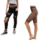 Calções de motociclista de malha feminina cintura elástica ver através da rede ciclismo estiramento meia meia-calça preto vermelho branco