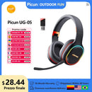 Kofire UG-05 fones de ouvido para jogos 2.4g bt5.0 fone de ouvido sem fio com microfone rbg luz vibração bluetooth fone de ouvido para ps4 ps5 pc switch