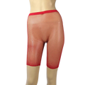 Calções de motociclista de malha feminina cintura elástica ver através da rede ciclismo estiramento meia meia-calça preto vermelho branco