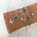 5 pçs/set strass borboleta pulseira conjunto para mulheres designer de moda coreana ajustável grânulo pulseira luxo jóias originais