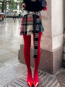 Trendix novas meias vermelhas mulheres bodycon super elástico ver através de renda meia-calça outono sexy magro elegante borgonha collants inverno
