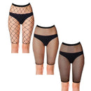 Calções de motociclista de malha feminina cintura elástica ver através da rede ciclismo estiramento meia meia-calça preto vermelho branco