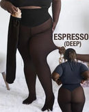 Nova Calça Legging Térmica Modeladora Preta Sexy com Forro de Lã e Efeito Translúcido, Meia-Calça Transparente de Lã, Tamanhos Grandes - Coleção 2026