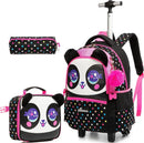 Mochila rolante para meninas crianças mochila com rodas mochila para estudantes do ensino fundamental carry on bagagem bookbag com rolo