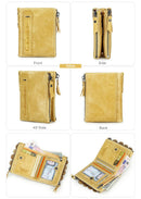 Contact's moda couro genuíno carteira feminina bifold titular do cartão moeda bolsa pequena bolsa feminina clipe de dinheiro masculino bolso carteiras