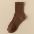 Meias masculinas retro cor sólida café branco cáqui bege respirável meias de algodão casual esporte na moda moda tubo médio meia longa