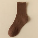 Meias masculinas retro cor sólida café branco cáqui bege respirável meias de algodão casual esporte na moda moda tubo médio meia longa