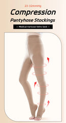 Meia-calça de compressão médica 34-46mmhg mulheres coxas dedo do pé aberto classe 3 suporte de pressão meia de veias varicosas plus size