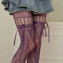 Mulheres jk laço laço oco para fora meias sexy flor bottoms meias femininas meia-calça boate cosplay acessórios de festa