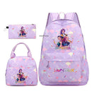 Conjunto de mochila com estampa KPop Demon Hunter com lancheira e bolsa de lápis, mochila externa leve e respirável de grande capacidade