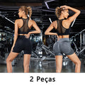 2 peças, Short esportivo feminino，Academia short，Calças Femininas de Ioga Com Controle de Barriga E bumbum